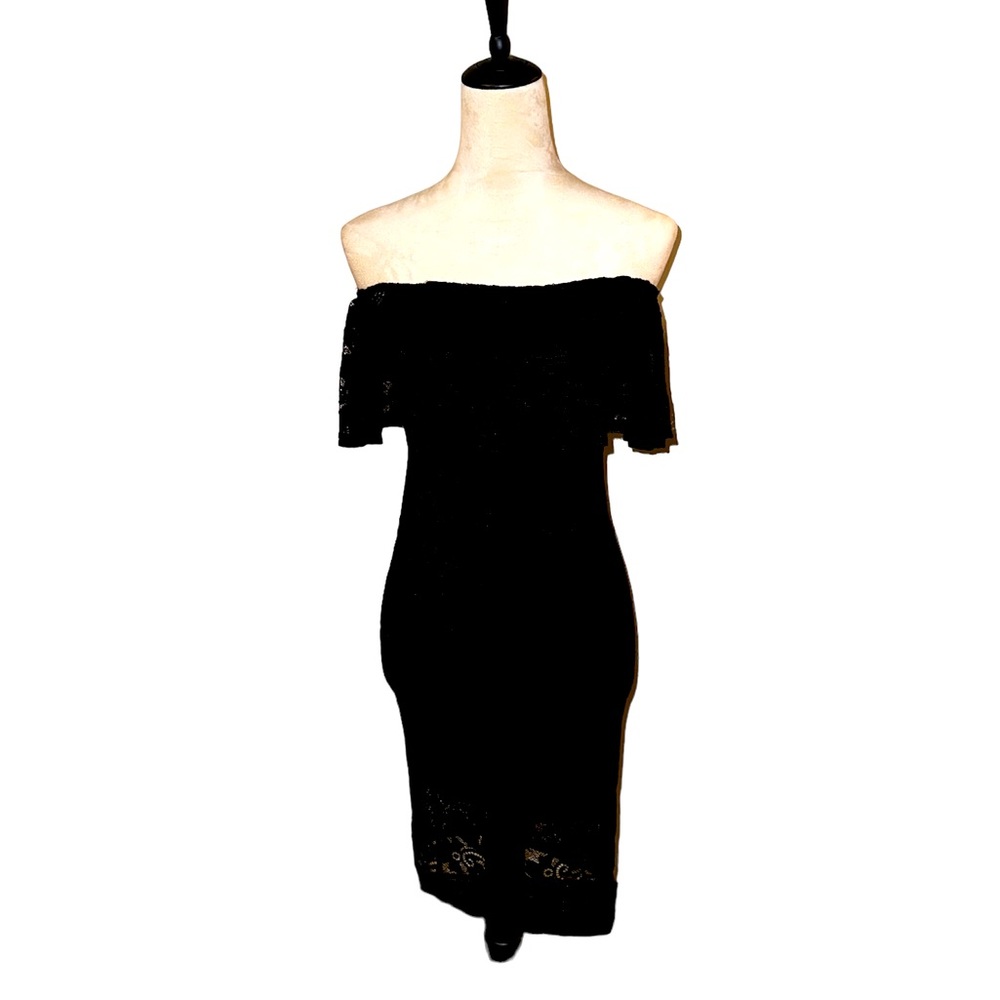 Black lace dress off the shoulder